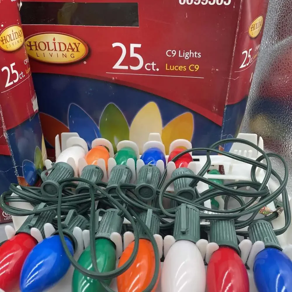 3 Sets Of Holiday Living 25 ct C9 Christmas Multi Indoor Outdoor Lights 25 Ft